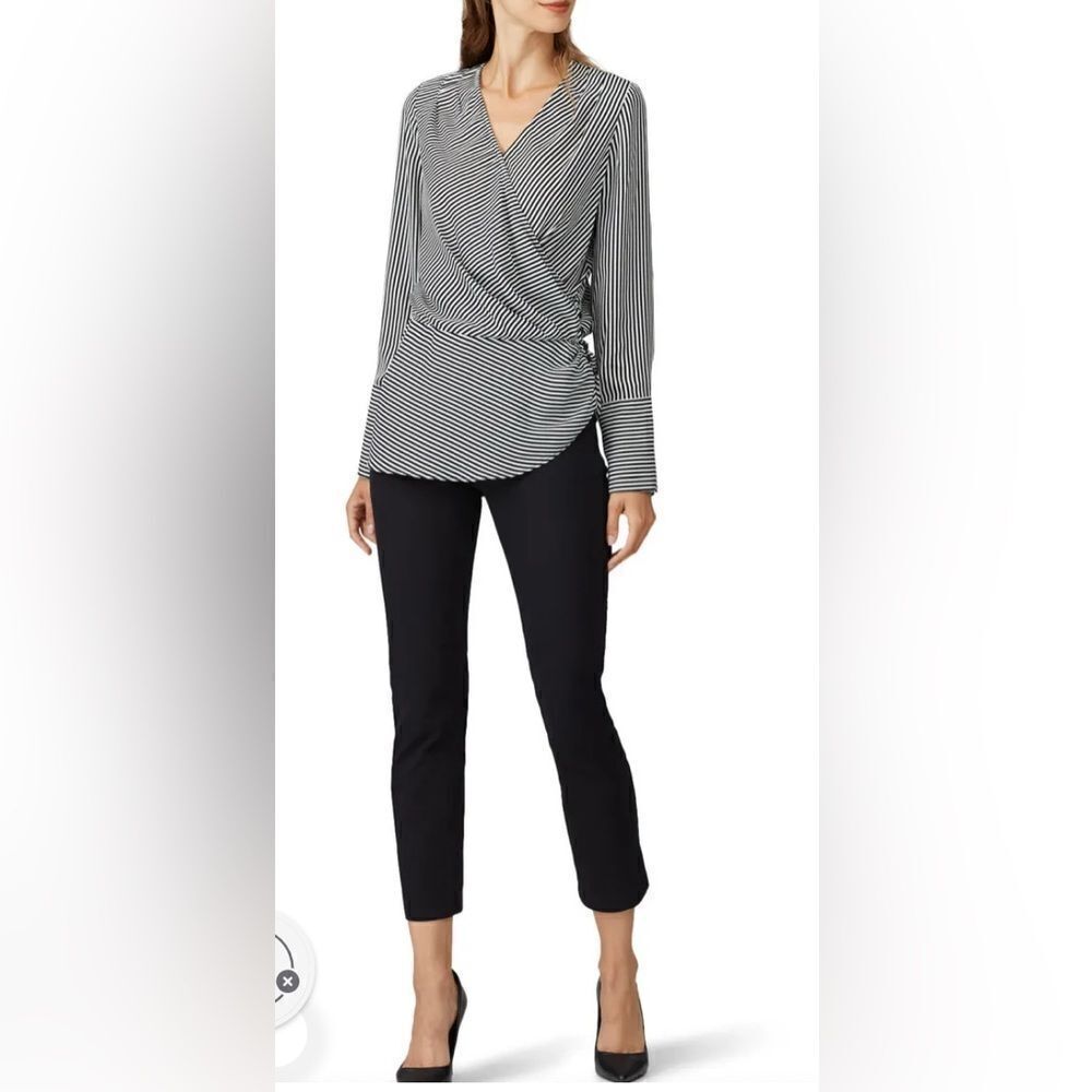 Badgley Mischka Striped Wrap Blouse Size Small